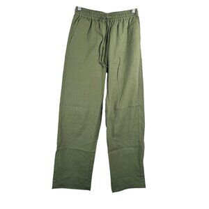 J.Crew Petite linen-blend‎ slim wide-leg drawstring pant Green sz 00P